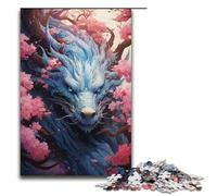 Jigsaw Puzzle for Adults Colorful Psychedelic Dragons And Cherry Blossoms Japan 1000 Pieces Puzzle Great Gift Suitable for And Teenager 14 And Up 1000 PCS(38x26cm)