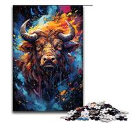Jigsaw Puzzle for Adults Colorful Psychedelic of A Buffalo Ink Painting 1000 Pieces Puzzle Great Gift Suitable for And Teenager 14 And Up 1000 PCS(75x50cm)