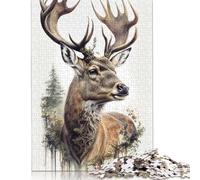 Jigsaw Puzzle for Adults Deer Nature Animal Forest 1000 Piece Jigsaw Puzzles Paper Puzzle for Adults& Age 18 Years Up Educational Game 38x26cm/1000pcs