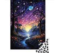 Jigsaw Puzzle for Adults, Enchanted Forest Night Sky-1, 1000 Pieces, 70x50cm/1000pcs, A Calm After-work Activity; White Pieces for Organised Sorting