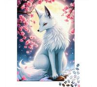 Jigsaw Puzzle for Adults, Fox Cherry Blossoms, 1000 Pieces, 70x50cm/1000pcs; A Calm After-work Activity; White Pieces with A Smooth Surface