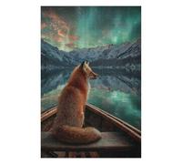 Jigsaw Puzzle for Adults, Fox in Wooden Boat on Lake, 1000 PCS