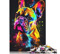 Jigsaw Puzzle for Adults French Bulldog Dog Art Fun Jigsaw Puzzles for Adults 1000 Piece Cardboard Puzzle For Teens And Adults Bold Design Size : 38x26cm