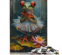 Jigsaw Puzzle for Adults Frog Ballerina Oil Painting 500 Piece Jigsaw Puzzles Wooden Puzzle for Adults& Age 18 Years Up Educational Game 500pcs (52x38cm)