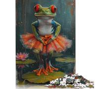Jigsaw Puzzle for Adults Frog in A Tutu 500 Pieces Jigsaw Puzzle Wooden Puzzle Suitable for Adults And 18 And Up Family Puzzle Game 500pcs (52x38cm)