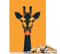 Jigsaw Puzzle for Adults Geometric Giraffe Vector Portrait on Orange 1000 Pieces Jigsaw Puzzle Wooden Puzzle Suitable for Adults And 18 And Up Family Puzzle Game 1000pcs (75x50cm)