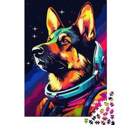 Jigsaw Puzzle for Adults, German Shepherd Spaceman, 1000 Pieces, 70x50cm/1000pcs, Relaxed Solo Time at Home; White Card Pieces with Reduced Dust