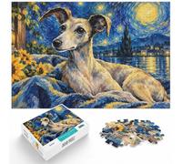 Jigsaw Puzzle for Adults Greyhound Dog Starry Night 1000pcs (38x26cm) Gift | For relaxed weekends at home: Adult jigsaw puzzle with 1000 pieces; when a calm, focused hobby suits the moment.