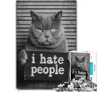 Jigsaw Puzzle for Adults, Grumpy Cat I Hate People Mugshot, 500 PCS
