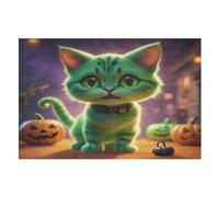 Jigsaw Puzzle for Adults Halloween Cat 1000 Piece Suitable for Children over 12 Years Old Wooden Puzzles (75×50cm)