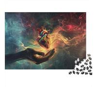 Jigsaw Puzzle for Adults, Human Heart Holding, 1000 Pieces, 38x26cm/1000pcs; Smooth White Cardboard Pieces; for Calm Concentration at Home