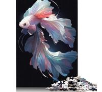 Jigsaw Puzzle for Adults Iridescent White Betta 2 500 Piece Jigsaw Puzzles Wooden Puzzle for Adults& Age 18 Years Up Educational Game 500pcs (52x38cm)