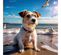 Jigsaw Puzzle for Adults Jack Russell Terrier on The Beach Puzzle Coastal Dog and Seagulls Animal Puzzles Family Decoration Decompress Toy Challenge Wooden Puzzle Gameren's Gift._500pcs