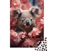 Jigsaw Puzzle for Adults, Koala in Cherry Blossoms, 1000 Pieces, 52x38cm/1000pcs; A Calm After-work Activity; White Cardboard for Simple Sorting