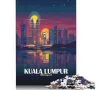 Jigsaw Puzzle for Adults Kuala Lumpur Skyline at Night 500 Piece Jigsaw Puzzles Wooden Puzzles for Adults& Teens Age 18 Years Up Challenging Game 500pcs (52x38cm)