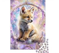 Jigsaw Puzzle for Adults, Magical Fox Dreamcatcher Art, 1000 Pieces, 38x26cm/1000pcs, A Calm After-work Activity; White Pieces for Organised Sorting