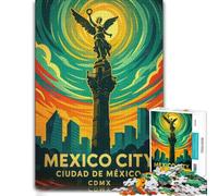 Jigsaw Puzzle for Adults, Mexico City Travel Poster Art Deco, 500 PCS