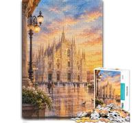 Jigsaw Puzzle for Adults Milan Cathedral Sunset 1000pcs (52x38cm) Gift | For quiet Christmas days: Adult jigsaw puzzle with 1000 pieces offers a screen-free activity for the Christmas break.