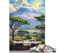 Jigsaw Puzzle for Adults Mount Kilimanjaro National Park Tanzania Poster 500 Piece Jigsaw Puzzles Wooden Puzzles for Adults& Teens Age 18 Years Up Challenging Game 500pcs (52x38cm)
