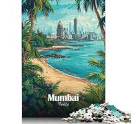 Jigsaw Puzzle for Adults Mumbai Cityscape with Beach 1000 Piece Jigsaw Puzzles Wood Puzzle Adults And Challenging Game 1000pcs (75x50cm)