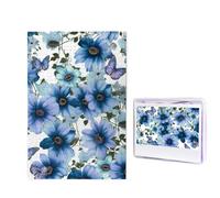 Jigsaw Puzzle for Adults Personalized Wooden Puzzle 1000 Pieces Photo Puzzle Picture Jigsaw Blooming Blue Daisy Custom Jigsaw Puzzles Wedding Puzzles for Birthday,Christmas