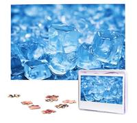 Jigsaw Puzzle for Adults Personalized Wooden Puzzle 1000 Pieces Photo Puzzle Picture Jigsaw Blue ice Cube Background Custom Jigsaw Puzzles Wedding Puzzles for Birthday Christmas