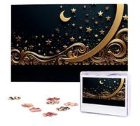 Jigsaw Puzzle for Adults Personalized Wooden Puzzle 1000 Pieces Photo Puzzle Picture Jigsaw Golden Background and Crescent Moon Custom Jigsaw Puzzles Wedding Puzzles for Birthday Christmas