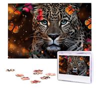 Jigsaw Puzzle for Adults Personalized Wooden Puzzle 1000 Pieces Photo Puzzle Picture Jigsaw Leopard and Butterfly Custom Jigsaw Puzzles Wedding Puzzles for Birthday Christmas