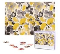 Jigsaw Puzzle for Adults Personalized Wooden Puzzle 1000 Pieces Photo Puzzle Picture Jigsaw Yellow Gray Flower Custom Jigsaw Puzzles Wedding Puzzles for Birthday Christmas