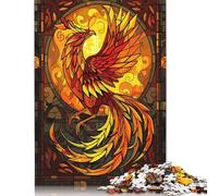 Jigsaw Puzzle for Adults Phoenix Stained Glass 1000 Piece Jigsaw Puzzles Wooden Puzzle for Adults& Age 18 Years Up Educational Game 1000pcs (75x50cm)