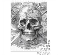 Jigsaw Puzzle for Adults, Pirate Flag Skull And Crossbones, 1000 Pieces, 70x50cm/1000pcs, White Card Pieces for Easy Sorting; Relaxed Solo Time at Home