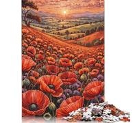 Jigsaw Puzzle for Adults Poppy Field Sunset 1000 Piece Jigsaw Puzzles Wooden Puzzle for Adults& Age 18 Years Up Educational Game 1000pcs (75x50cm)
