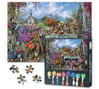 Jigsaw Puzzle for Adults Potting Shed Puzzle 1000 Pieces Gardening Tools Puzzles Sets Educational Still Life of Flowers Art Puzzles Summer Sanctuary Fun Game for Game Nights(50.5x70.5cm)