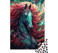 Jigsaw Puzzle for Adults Psychedelic Colored Horses 500 Piece Jigsaw Puzzles Wooden Puzzles for Adults& Teens Age 18 Years Up Challenging Game 500pcs (52x38cm)