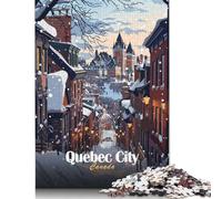 Jigsaw Puzzle for Adults Quebec City Winter Scene 1000 Piece Jigsaw Puzzles Wooden Puzzle for Adults& Age 18 Years Up Educational Game 1000pcs (75x50cm)