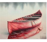 Jigsaw Puzzle for Adults Red Canoe Jigsaw Puzzles Canoes on The Lake Jigsaw Vibrant Challenging Landscapes for Adults Art for Family Fun Games Toys Best Gifts_1000pcs