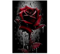 Jigsaw Puzzle for Adults Red Rose with Leaves and Rain Drops On Black Jigsaw Puzzle - Valentine's Wooden Puzzles Challenge Difficult Puzzles Games Decompress Toys Best Gifts_300pcs