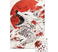 Jigsaw Puzzle for Adults, Red Wolf Roar, 1000 Pieces, 70x50cm/1000pcs, White Card Pieces for Easy Sorting; A Calm After-work Activity