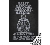 Jigsaw Puzzle for Adults, Reset Refocus Readjust - Gym, Hustle, Success, 1000 Pieces, 70x50cm/1000pcs, White Card Pieces for Easy Sorting; A Calm After-work Activity