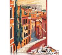 Jigsaw Puzzle for Adults Rome Italy Minimalist 500 Pieces Jigsaw Puzzle Wooden Puzzle Suitable for Adults And 18 And Up Family Puzzle Game 500pcs (52x38cm)