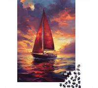 Jigsaw Puzzle for Adults, Sailing Into Sunset, 1000 Pieces, 52x38cm/1000pcs, White Card Pieces for Easy Sorting; A Calm After-work Activity
