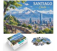 Jigsaw Puzzle for Adults Santiago Travel Poster 1000pcs (52x38cm) Gift | For Christmas holidays spent indoors: 1000-piece jigsaw puzzle for adults offers 1000 pieces for the Christmas break.