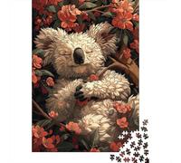 Jigsaw Puzzle for Adults, Sleeping Koala in Bloom, 1000 Pieces, 70x50cm/1000pcs; A Quiet Indoor Pastime at Home; Smooth White Cardboard Pieces