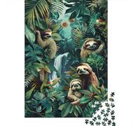 Jigsaw Puzzle for Adults, Sloths in The Amazon Rainforest, 1000 Pieces, 70x50cm/1000pcs; Smooth White Cardboard Pieces; for Calm Concentration at Home
