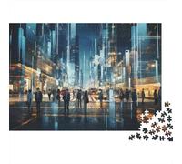 Jigsaw Puzzle for Adults, Smart City Technology Innovation, 1000 Pieces, 70x50cm/1000pcs; White Cardboard for Cleaner Sorting; Relaxed Solo Time at Home