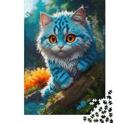 Jigsaw Puzzle for Adults, Smiling Cat on The Rocks, 1000 Pieces, 52x38cm/1000pcs, Relaxed Solo Time at Home; White Card Pieces with Reduced Dust