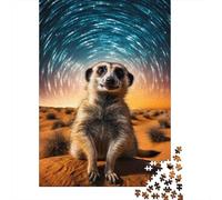 Jigsaw Puzzle for Adults Starry Night Meerkat 500 Piece Jigsaw Puzzles Wooden Puzzles for Adults& Teens Age 18 Years Up Challenging Game 500pcs (52x38cm)