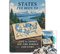 Jigsaw Puzzle for Adults States I've Been To Map 1000pcs (70x50cm) | For a puzzle gift during the festive season: Adult jigsaw puzzle with 1000 pieces fits long December evenings.