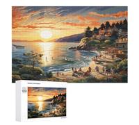Jigsaw Puzzle for Adults Sunset over The Harbour 1000 Piece Suitable for Children over 12 Years Old Wooden Puzzles （75×50cm）