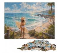 Jigsaw Puzzle for Adults, Surfing Seaside Joy, 500 Pieces | Adult Puzzle - tabletop activity for adults alone or together.